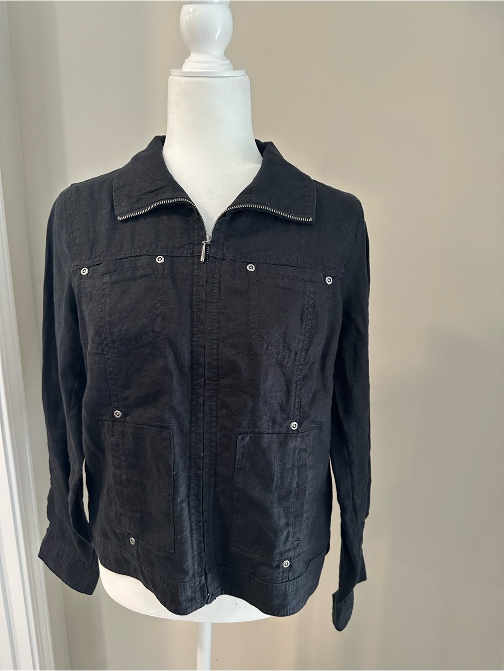 Relativity Black Lightweight Zip-Front Shirt Jacket